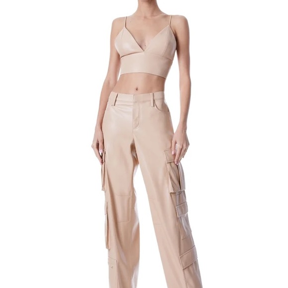 Alice and Olivia 
CARLI VEGAN LEATHER BRA TOP - Picture 3 of 6